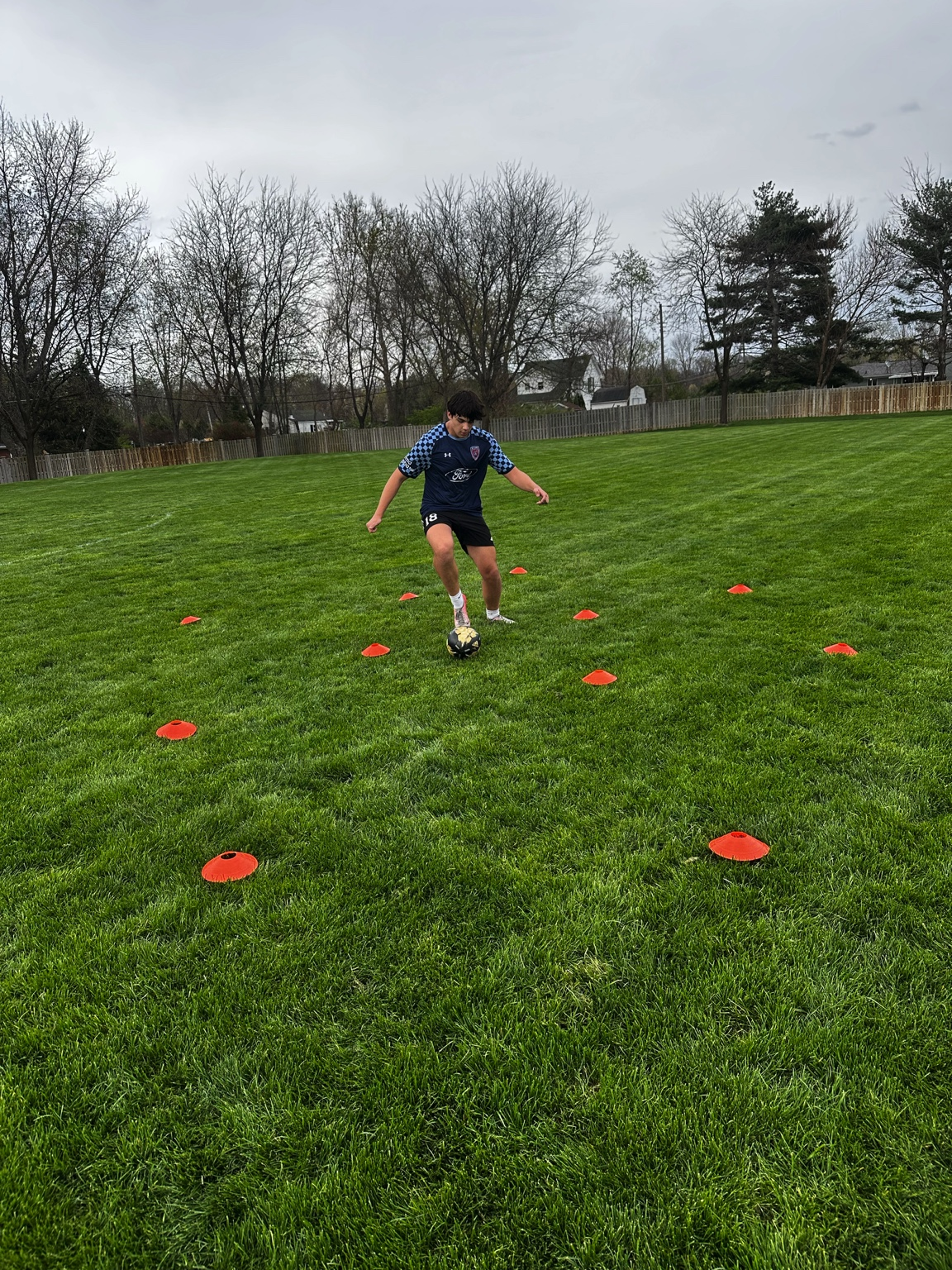 Player performing gate dribbles in training